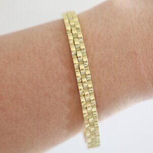 17cm Watch Band Style Design Bangle Bracelet Gold Plated Stainless Steel